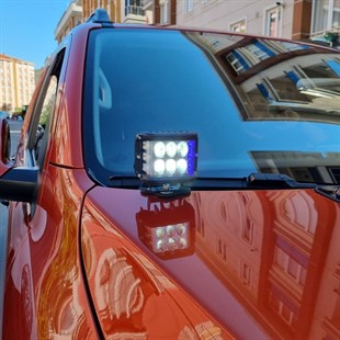Off Road 6lı LED Seti (Çakarlı Çalışma Lambası) Kare 12-24v Mavi-Kırmızı 